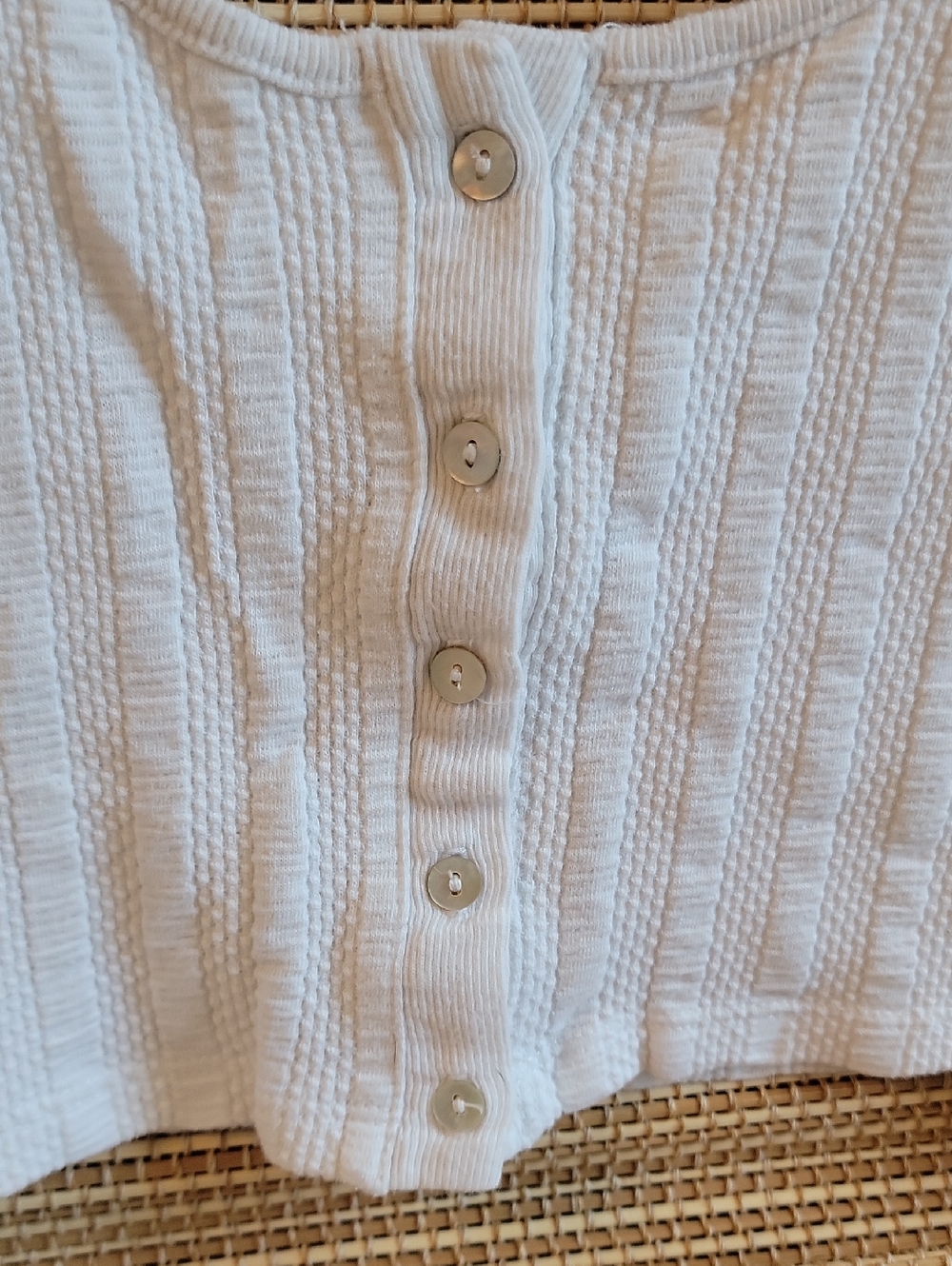 Free People White Ribbed Button-Front Crop Tank - Picture 2 of 4